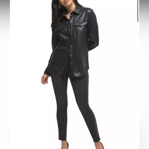 Good American Faux Leather Utility Shirt Small 1 NWT